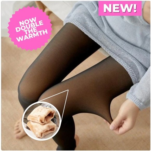 2 Premium Fleece Lined Warm Winter Tights 220g Thick Women +Size Black - Picture 7 of 9